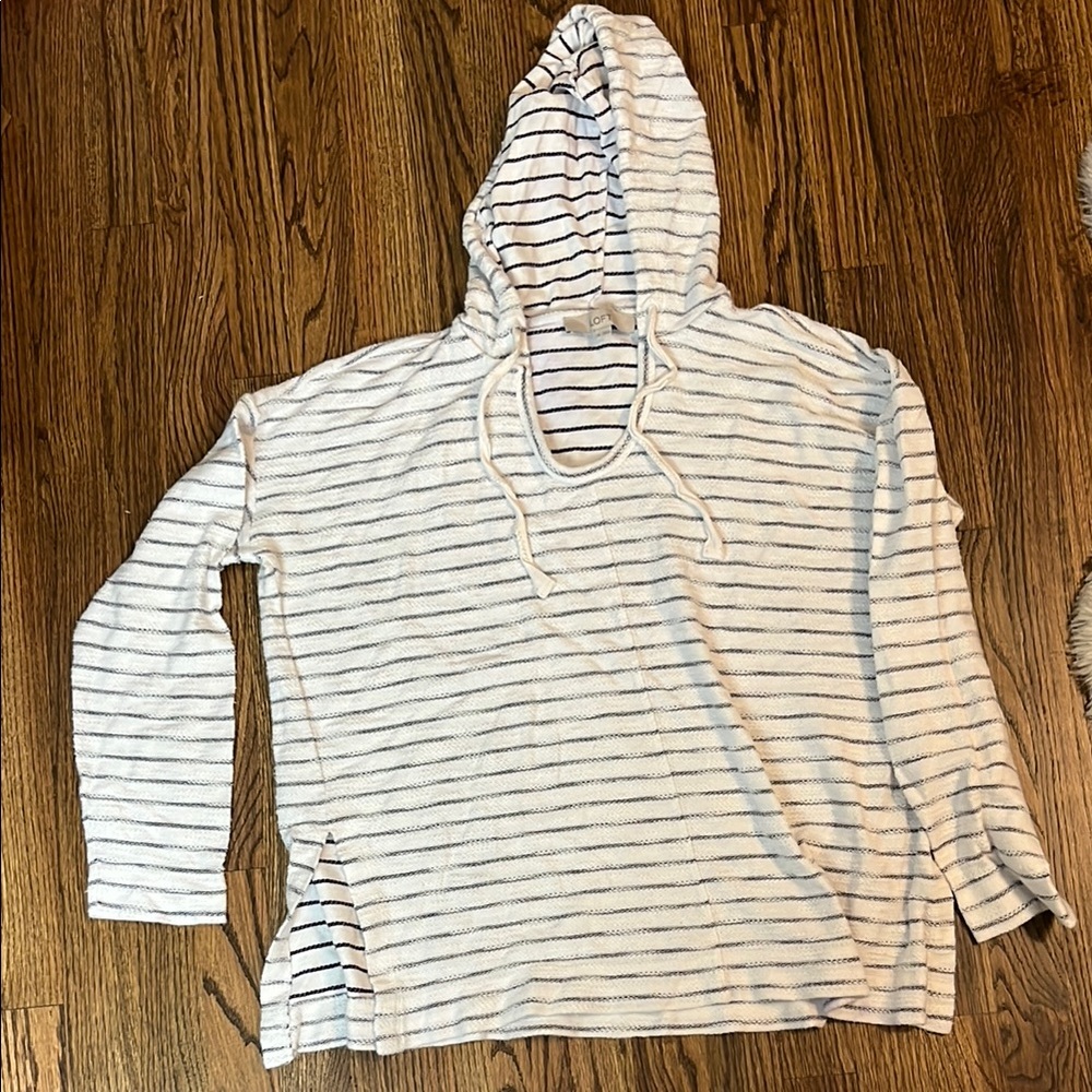 LOFT Black and White Striped Knit Top